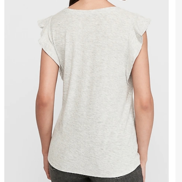 NWT Express Gray Ruffle Sleeve Top, Sz S - Picture 2 of 4